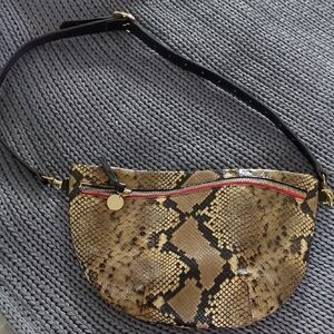Clare V. Le Grande Fanny Snakeskin Print Crossbody Bag